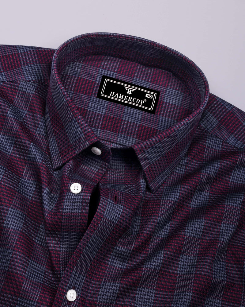 Prime Burgundy Houndstooth Check Premium Giza Shirt