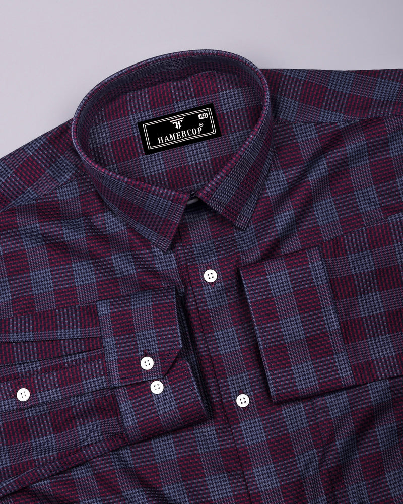 Prime Burgundy Houndstooth Check Premium Giza Shirt