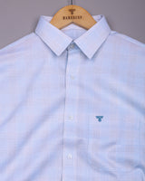 Moxic Blue With White Waffle Check Premium Giza Shirt