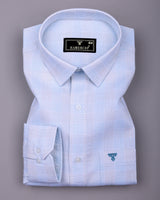 Moxic Blue With White Waffle Check Premium Giza Shirt