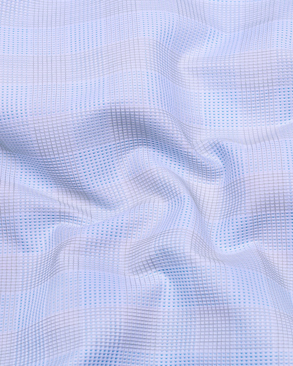 Moxic Blue With White Waffle Check Premium Giza Shirt