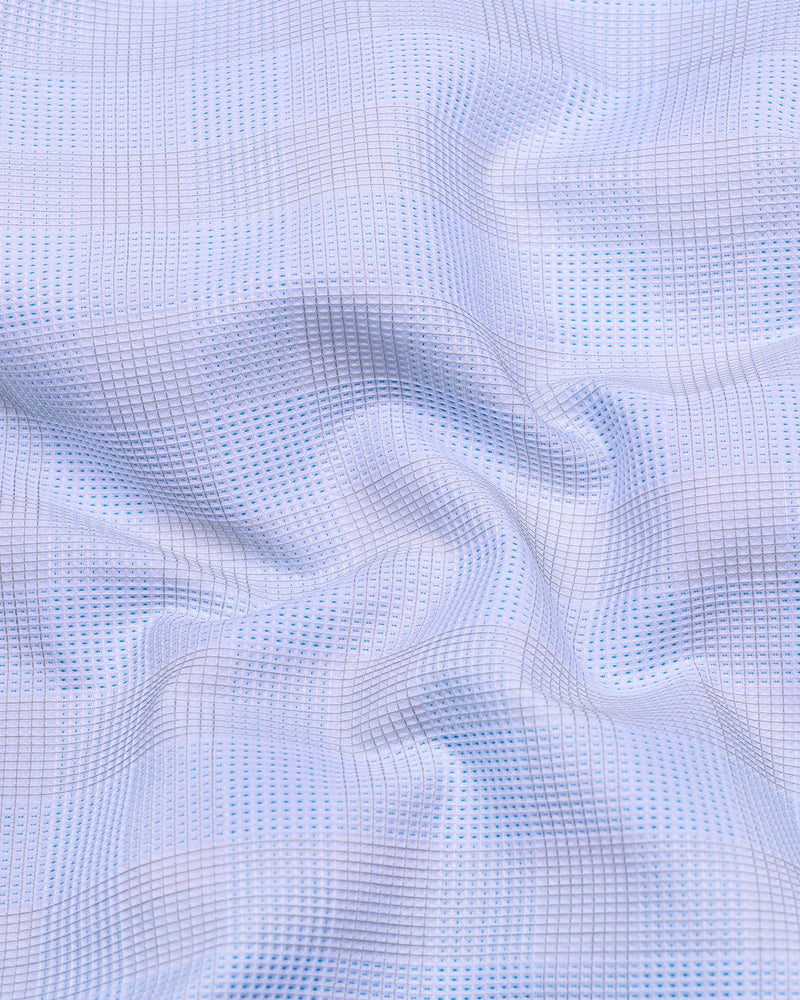 Moxic Blue With White Waffle Check Premium Giza Shirt