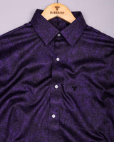 Dark Purple With Black Printed Satin Cotton Shirt