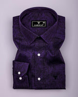 Dark Purple With Black Printed Satin Cotton Shirt