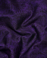 Dark Purple With Black Printed Satin Cotton Shirt