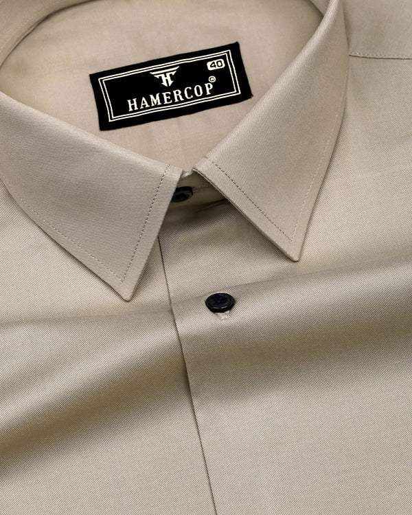 Ivory Cream Soft Cotton Formal Solid Shirt