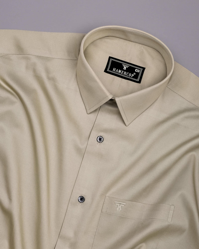 Ivory Cream Solid Soft Cotton Formal Shirt for Men Hamercop Ivory Cream Solid Soft Cotton Formal Shirt for Men Hamercop