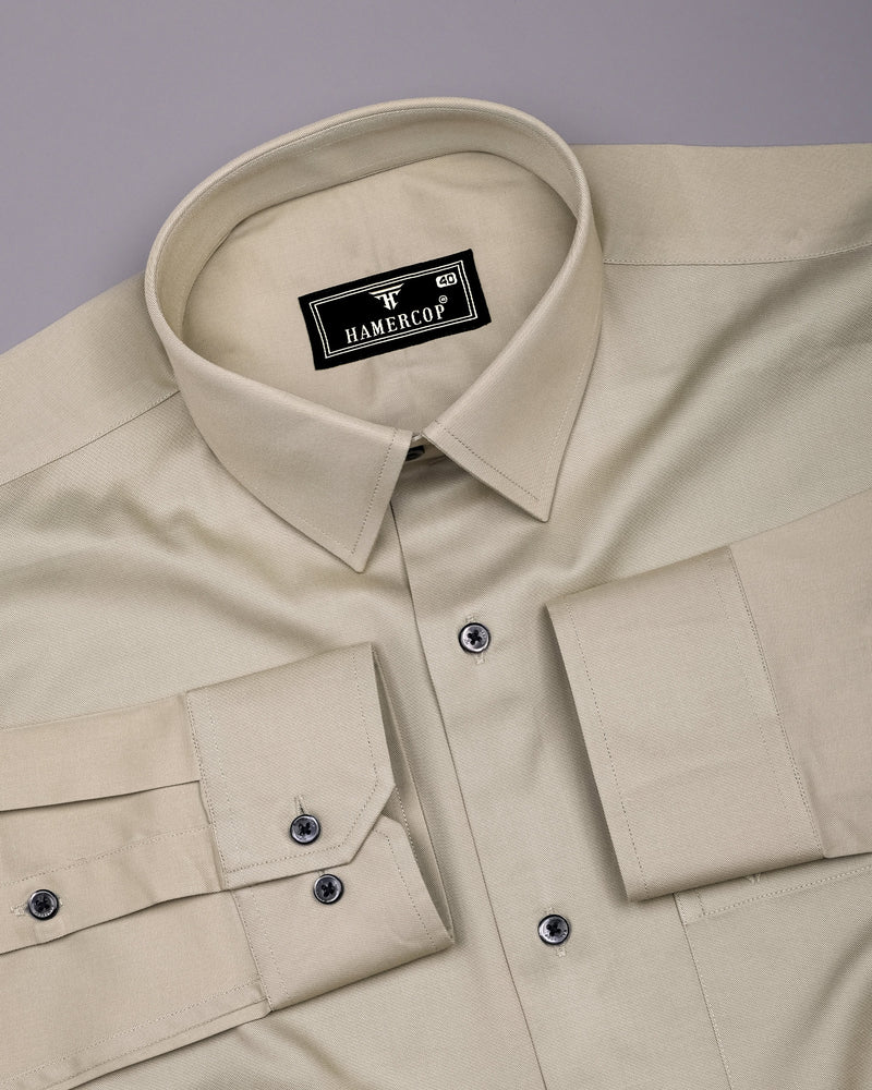 Ivory Cream Soft Cotton Formal Solid Shirt