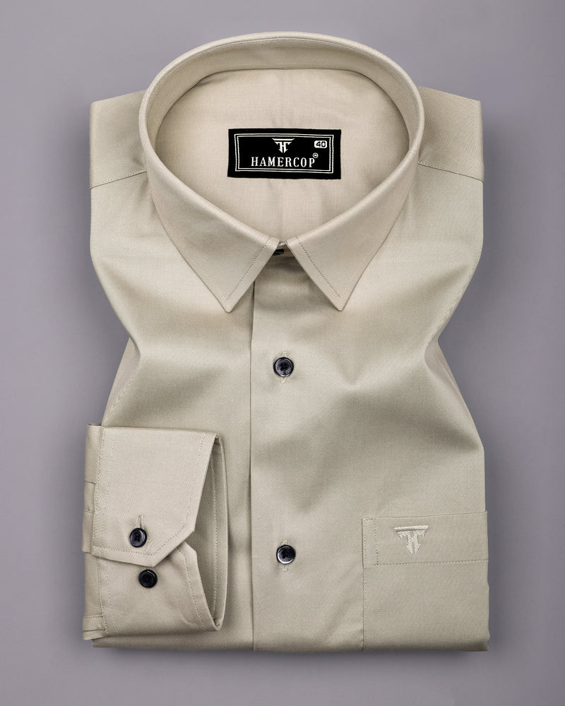 Ivory Cream Soft Cotton Formal Solid Shirt