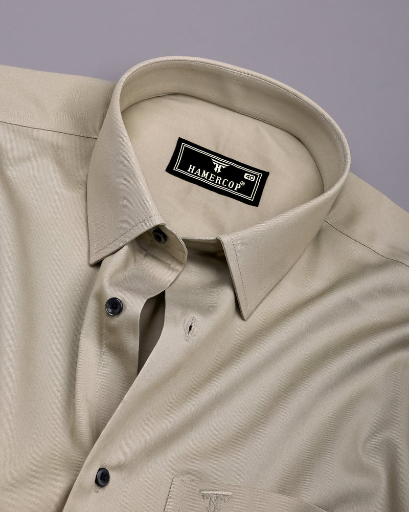 Ivory Cream Solid Soft Cotton Formal Shirt for Men Hamercop Ivory Cream Solid Soft Cotton Formal Shirt for Men Hamercop