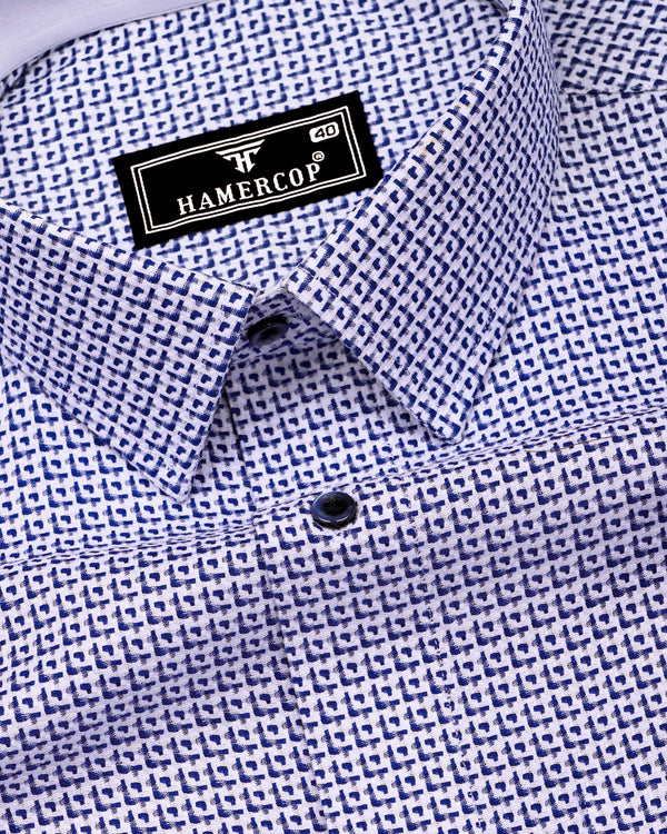 Surf Blue With White Heavy Dobby Designer Cotton Shirt