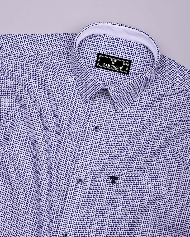 Surf Blue With White Heavy Dobby Designer Cotton Shirt