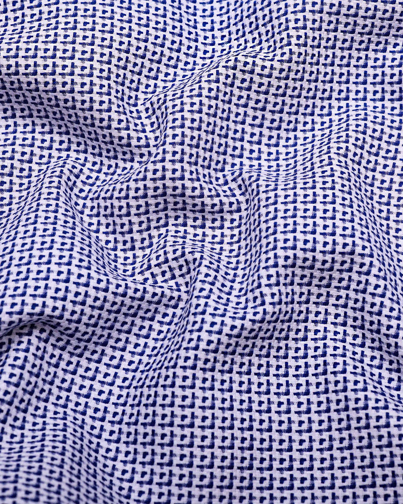 Surf Blue With White Heavy Dobby Designer Cotton Shirt