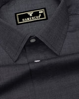 Coal Black With White Texture Premium Cotton Shirt