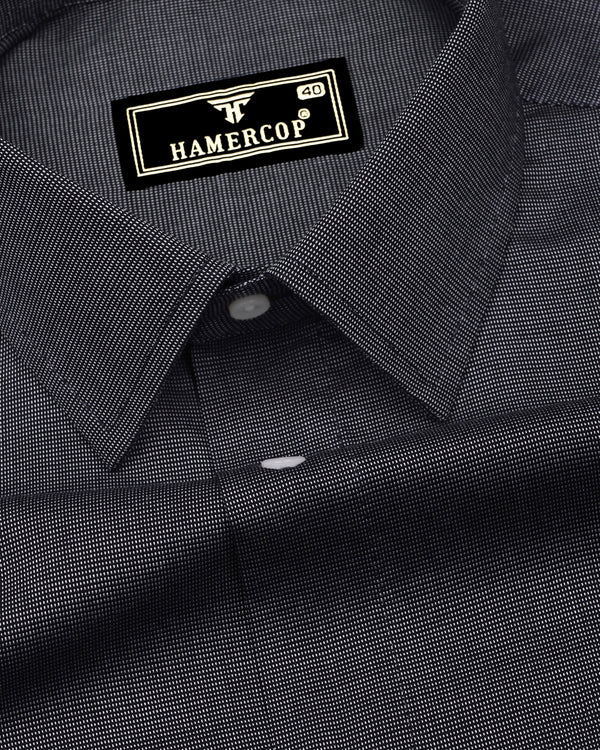 Coal Black With White Texture Premium Cotton Shirt