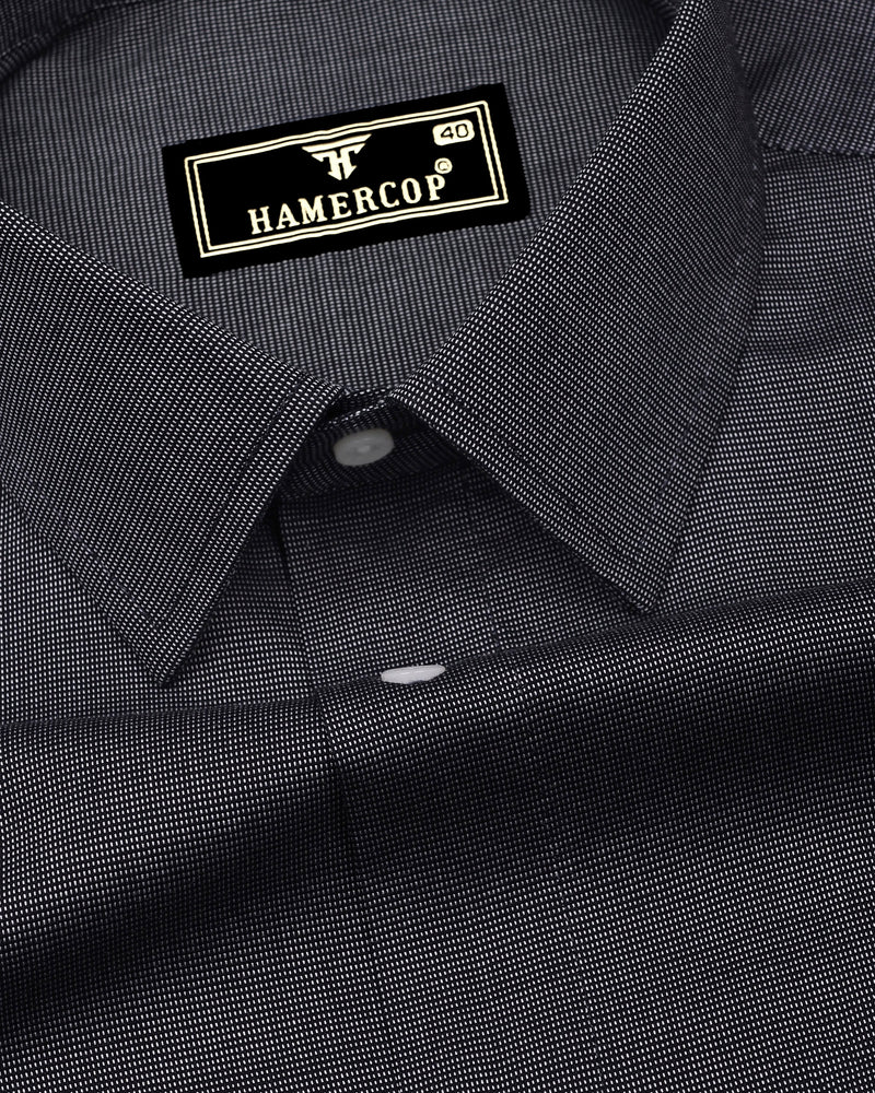Coal Black With White Texture Premium Cotton Shirt