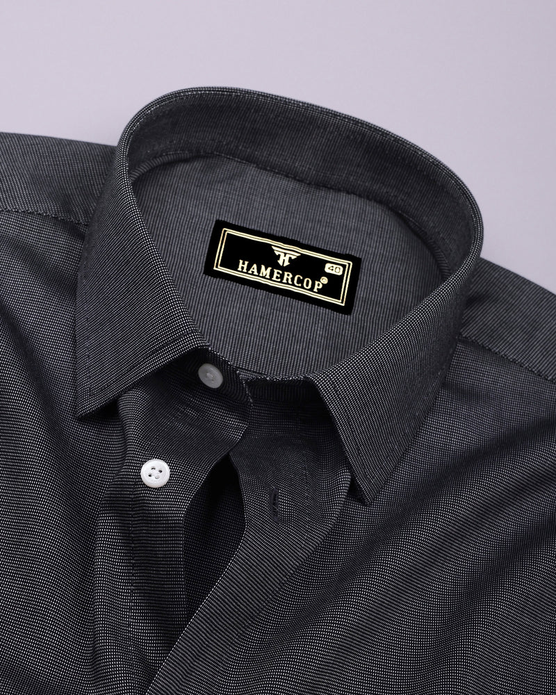 Coal Black With White Texture Premium Cotton Shirt