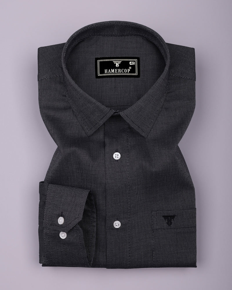 Coal Black With White Texture Premium Cotton Shirt