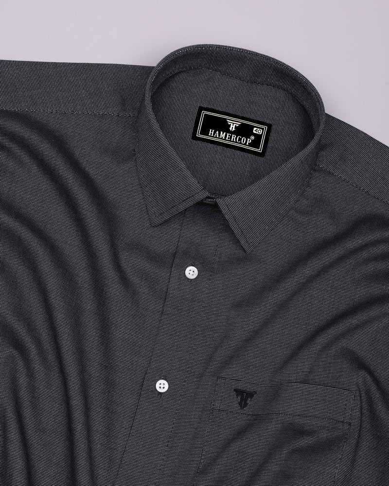 Coal Black With White Texture Premium Cotton Shirt