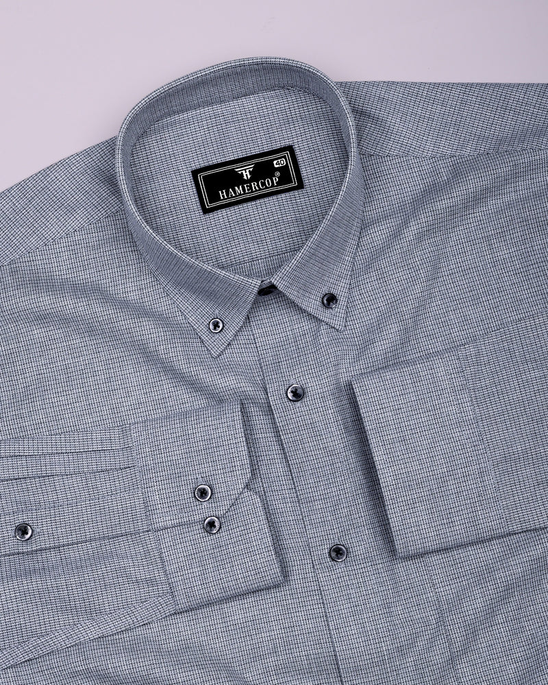 Rhino Gray With Black Micro Check Formal Cotton Shirt