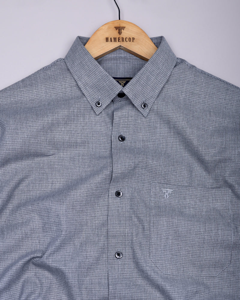 Rhino Gray With Black Micro Check Formal Cotton Shirt