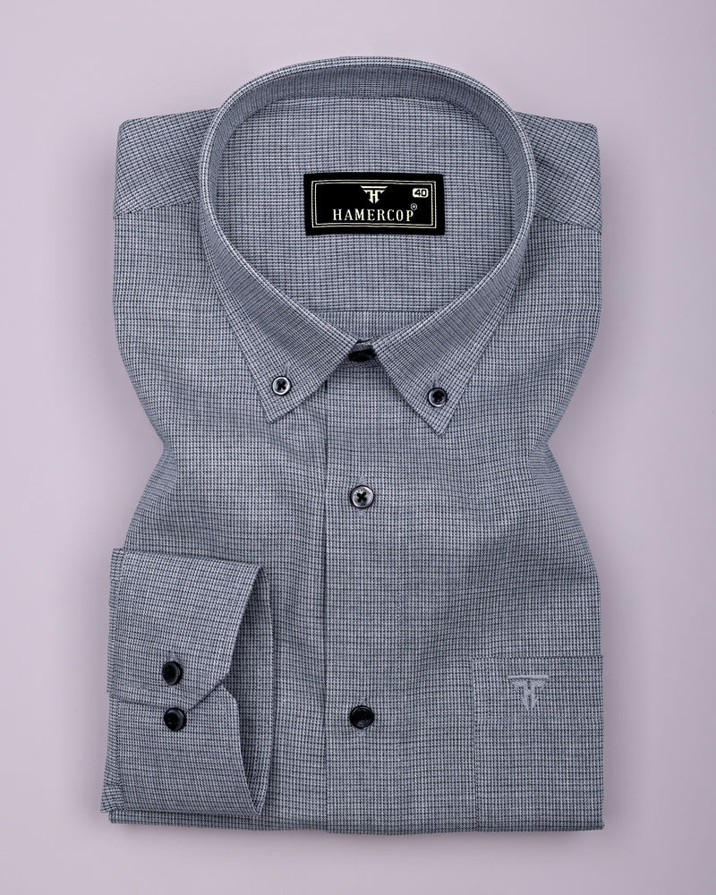 Rhino Gray With Black Micro Check Formal Cotton Shirt