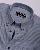 Rhino Gray With Black Micro Check Formal Cotton Shirt