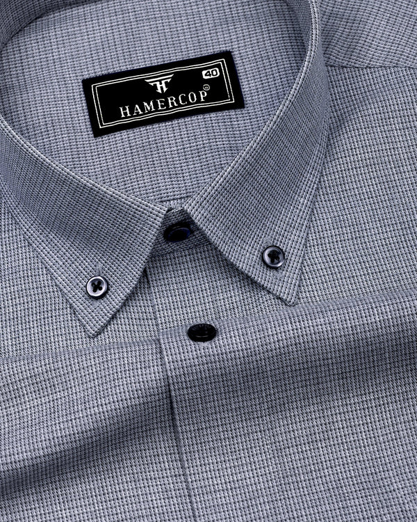 Rhino Gray With Black Micro Check Formal Cotton Shirt