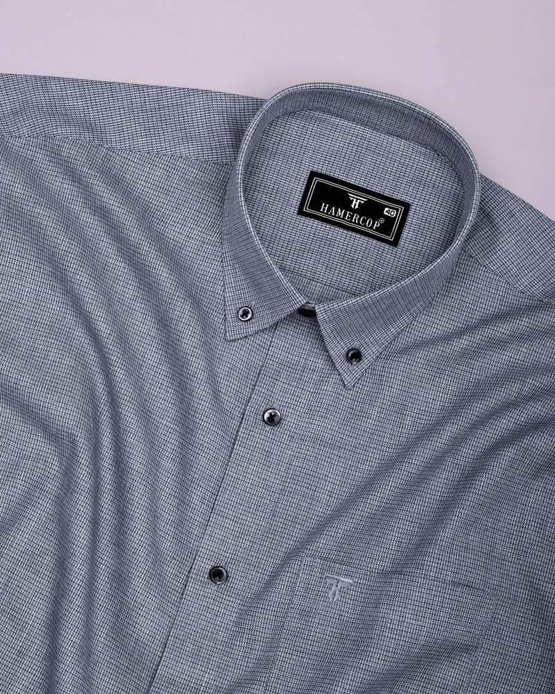 Rhino Gray With Black Micro Check Formal Cotton Shirt