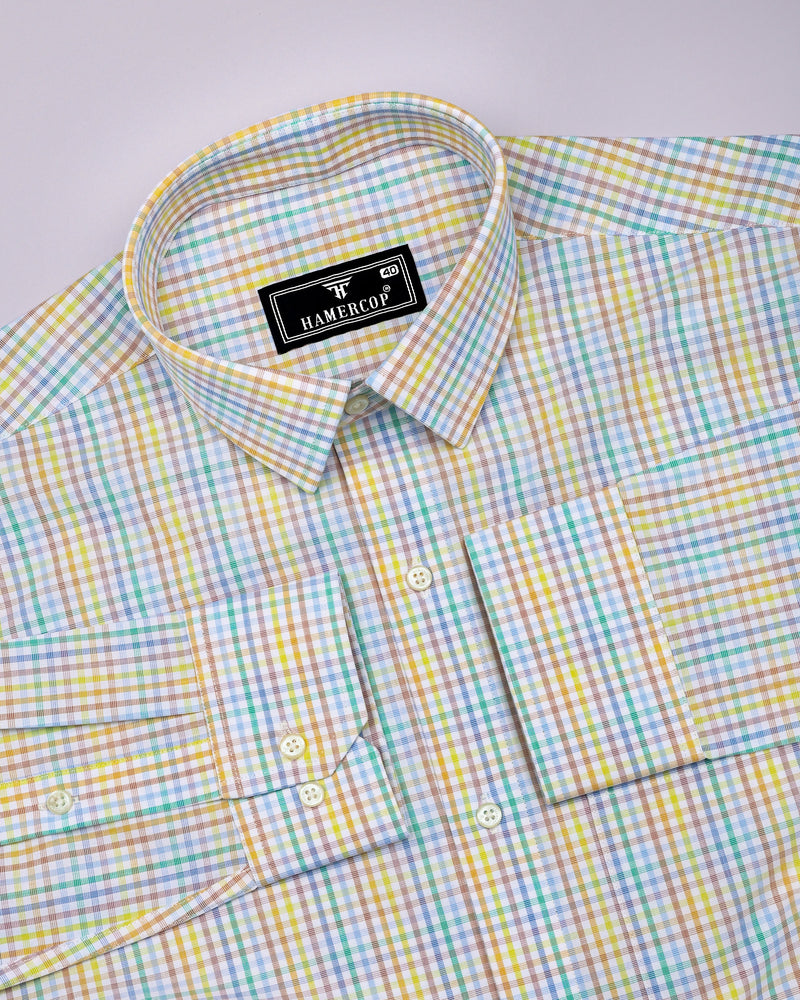 Rainbow Wave Multicolored Check Cotton Shirt