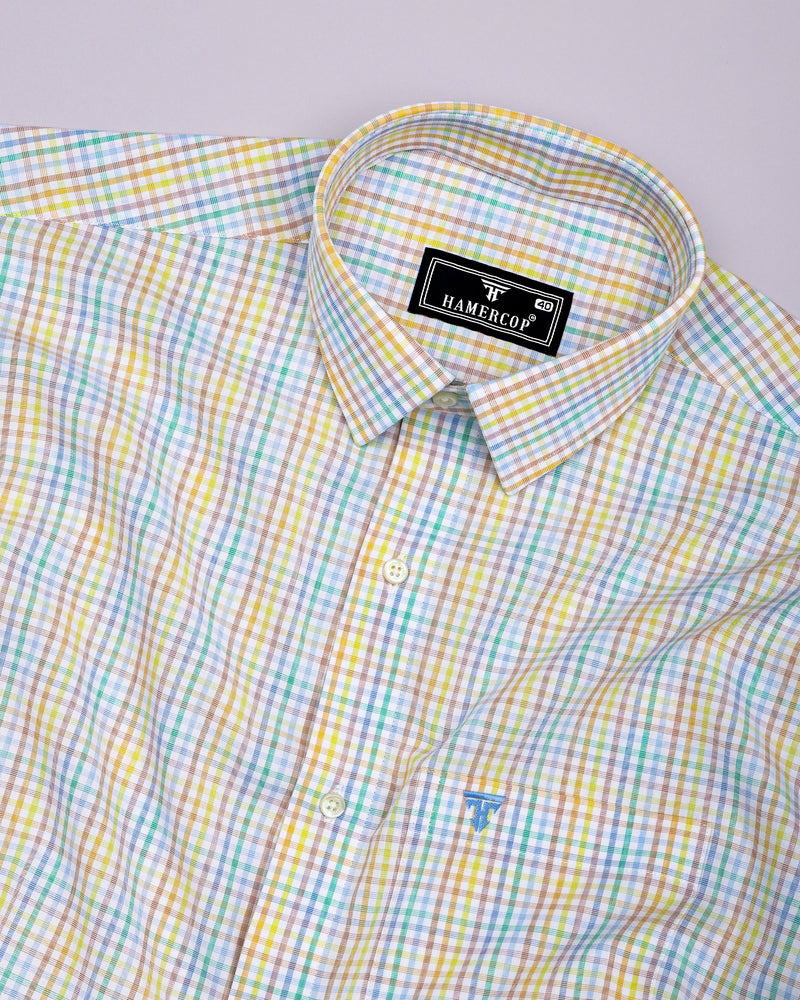 Rainbow Wave Multicolored Check Cotton Shirt
