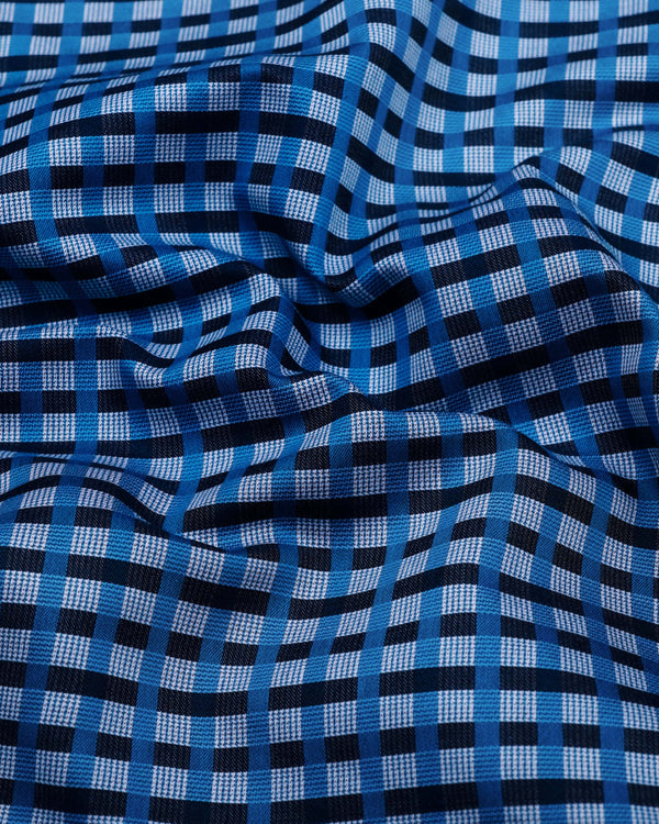 Boron Blue Jacquard Check Dobby Cotton Shirt