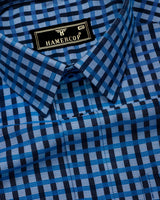 Boron Blue Jacquard Check Dobby Cotton Shirt