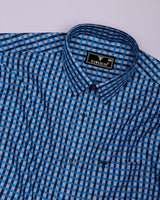 Boron Blue Jacquard Check Dobby Cotton Shirt