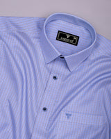 Shark Blue With Black Check Premium Giza Shirt