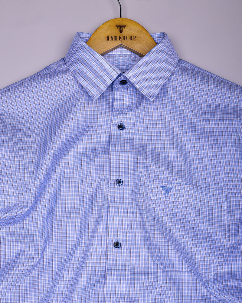 Shark Blue With Black Check Premium Giza Shirt