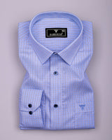 Shark Blue With Black Check Premium Giza Shirt