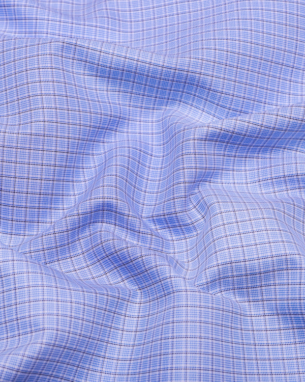 Shark Blue With Black Check Premium Giza Shirt