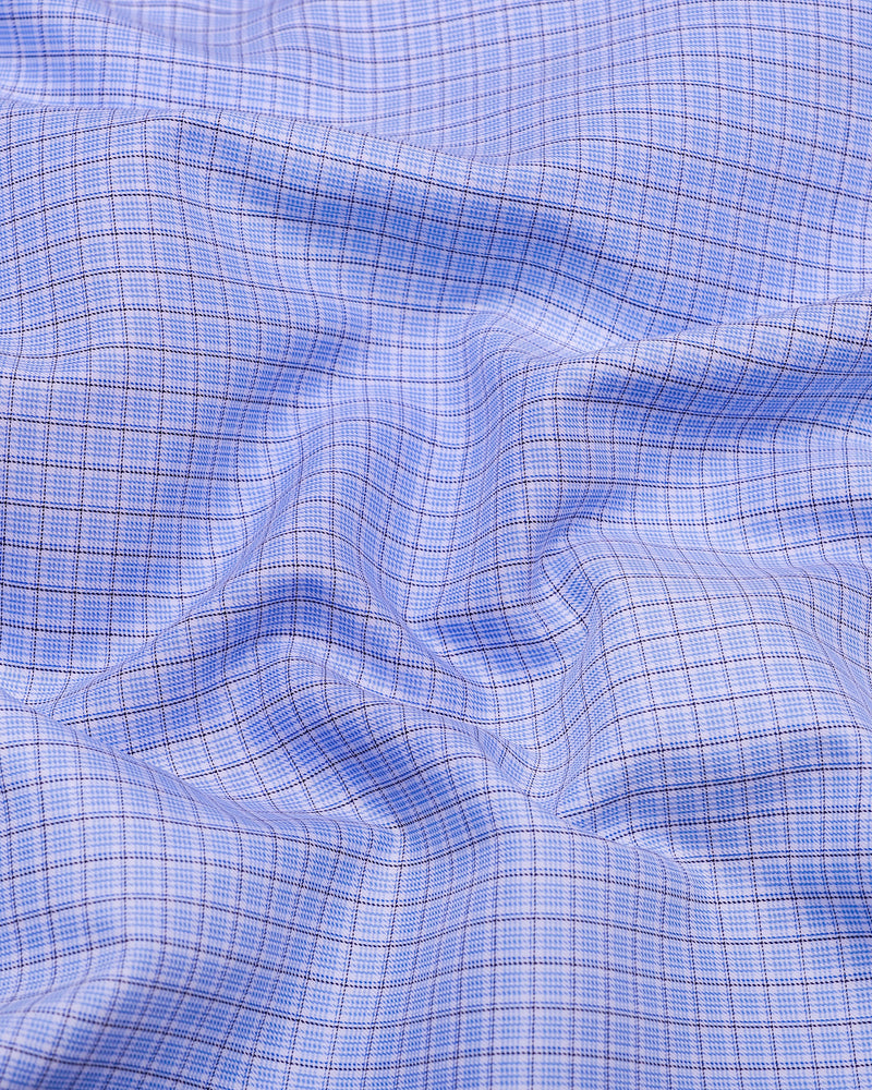 Shark Blue With Black Check Premium Giza Shirt