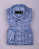 Tappa Blue Houndstooth Check Formal Cotton Shirt