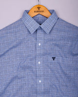 Tappa Blue Houndstooth Check Formal Cotton Shirt