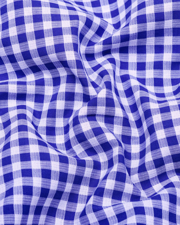 Lazuli Blue With White Check Dobby Cotton Shirt