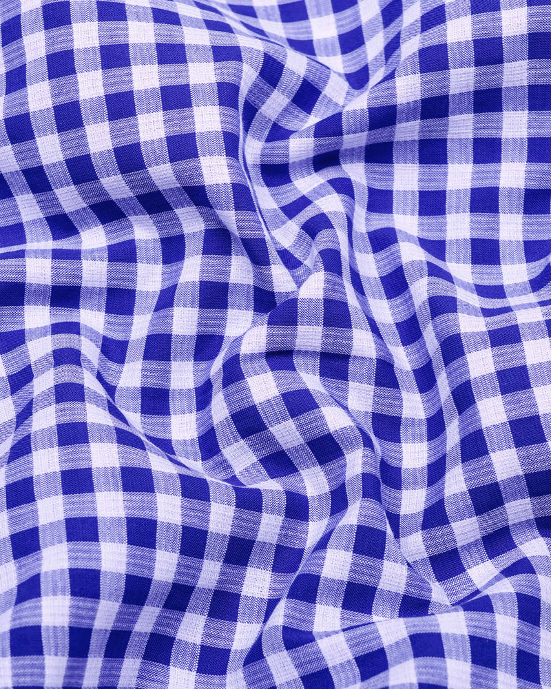 Lazuli Blue With White Check Dobby Cotton Shirt
