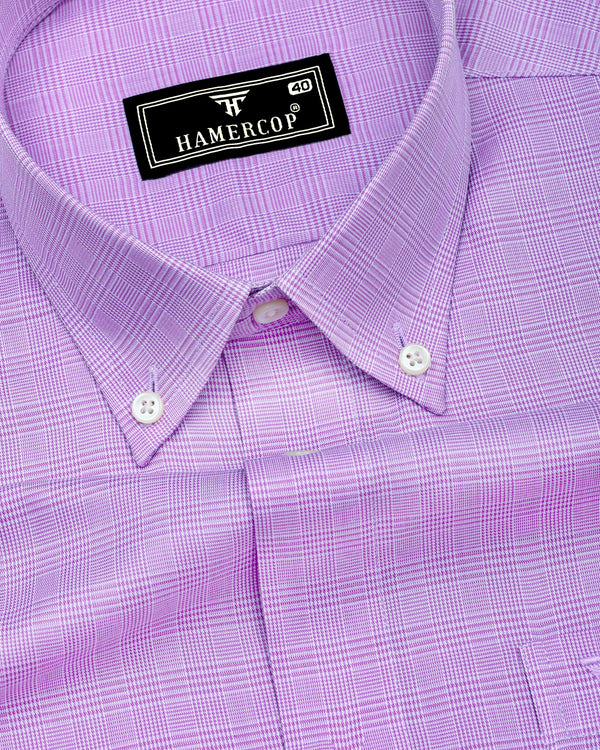 Purple With White Houndstooth Check Premium Cotton Shirt