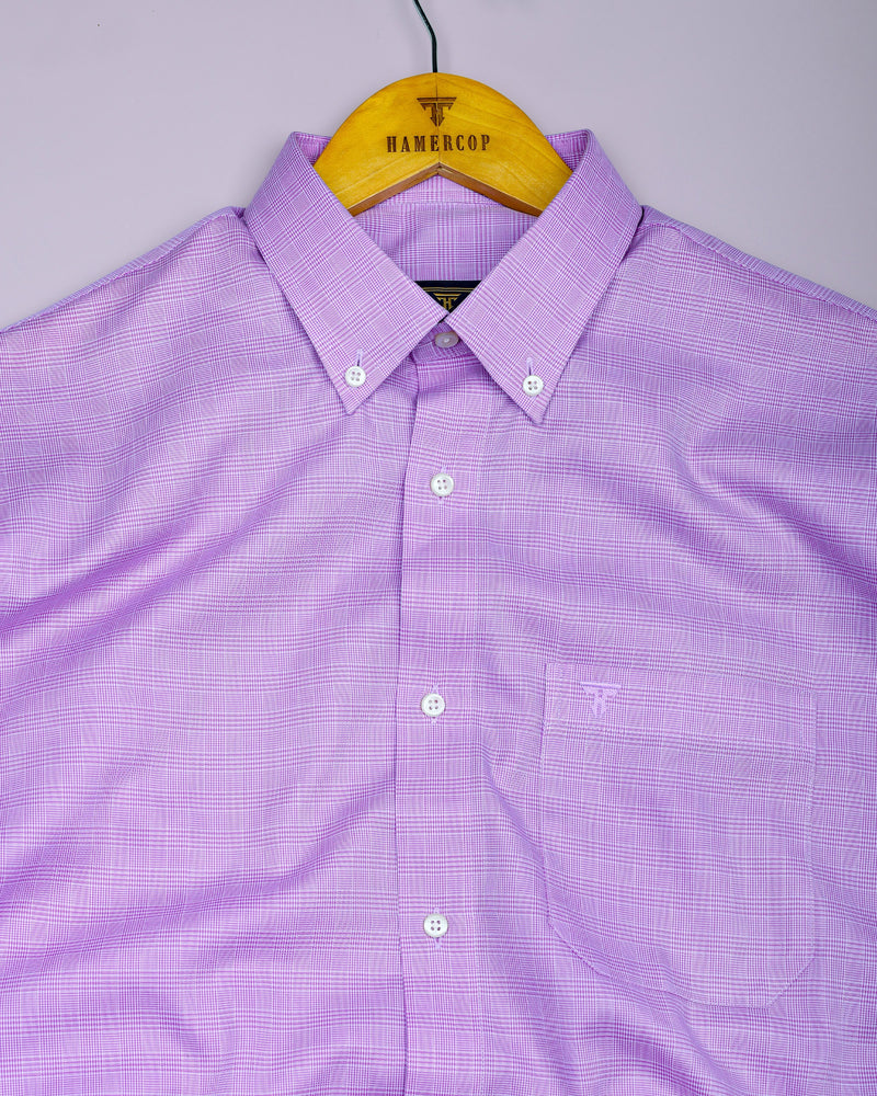 Purple With White Houndstooth Check Premium Cotton Shirt