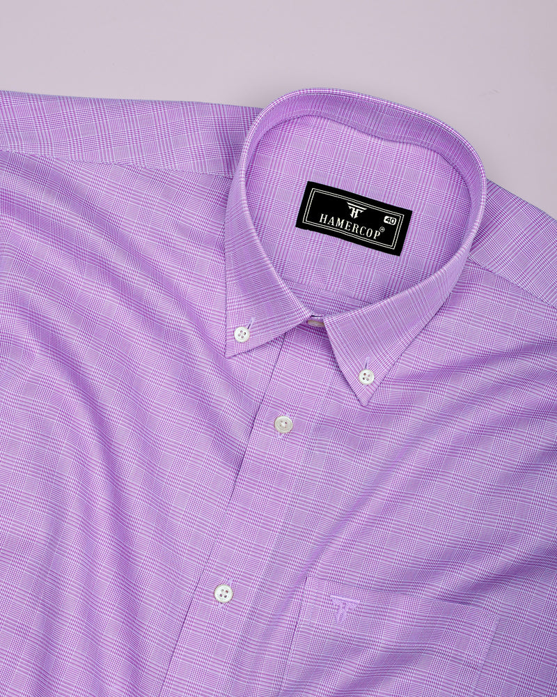 Purple With White Houndstooth Check Premium Cotton Shirt