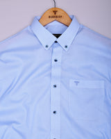 SkyBlue With White Micro Check Formal Cotton Shirt
