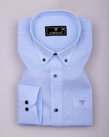SkyBlue With White Micro Check Formal Cotton Shirt