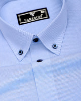 SkyBlue With White Micro Check Formal Cotton Shirt