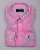 Bubblegum Pink With White Check Cotton Shirt